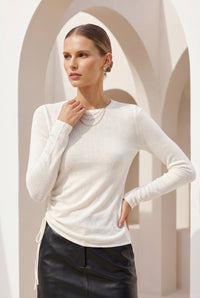 CAMILA LUREX CINCH SIDE WOOL SWEATER
