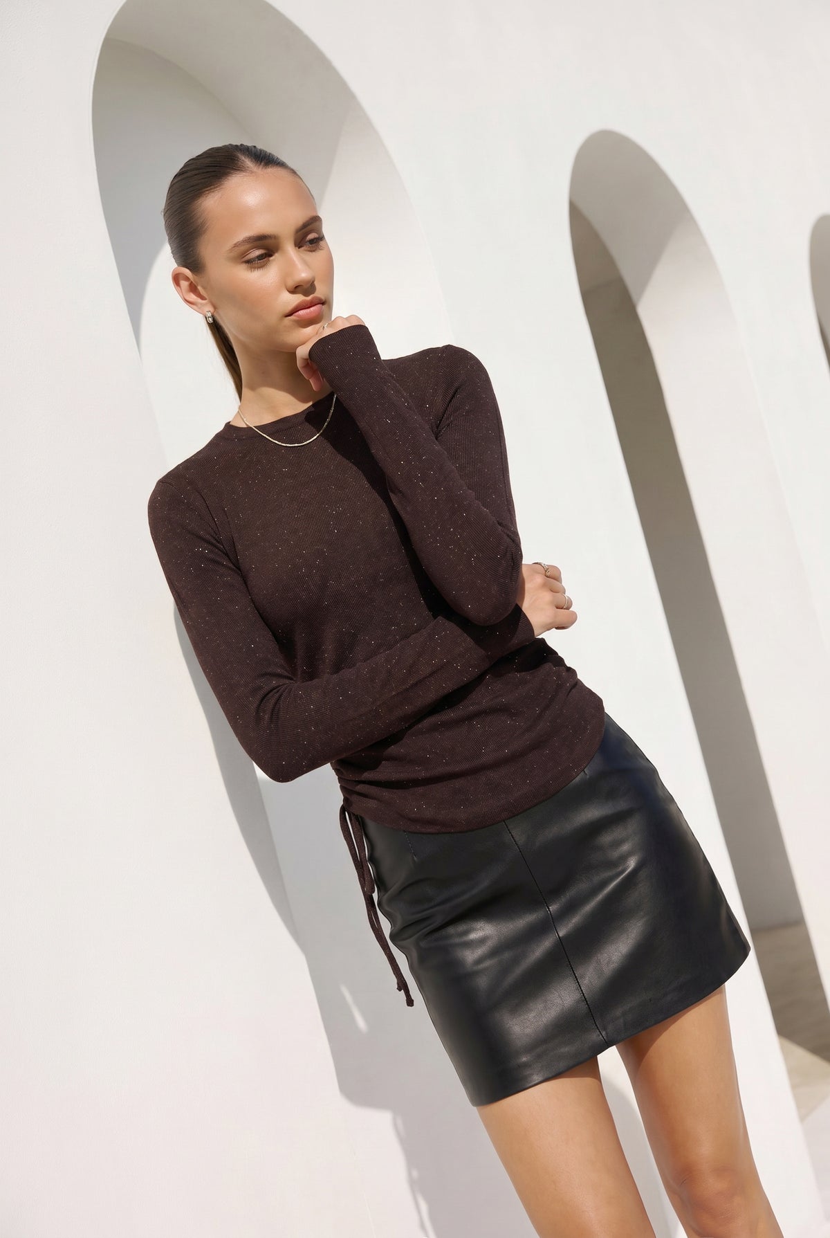 CAMILA LUREX CINCH SIDE WOOL SWEATER