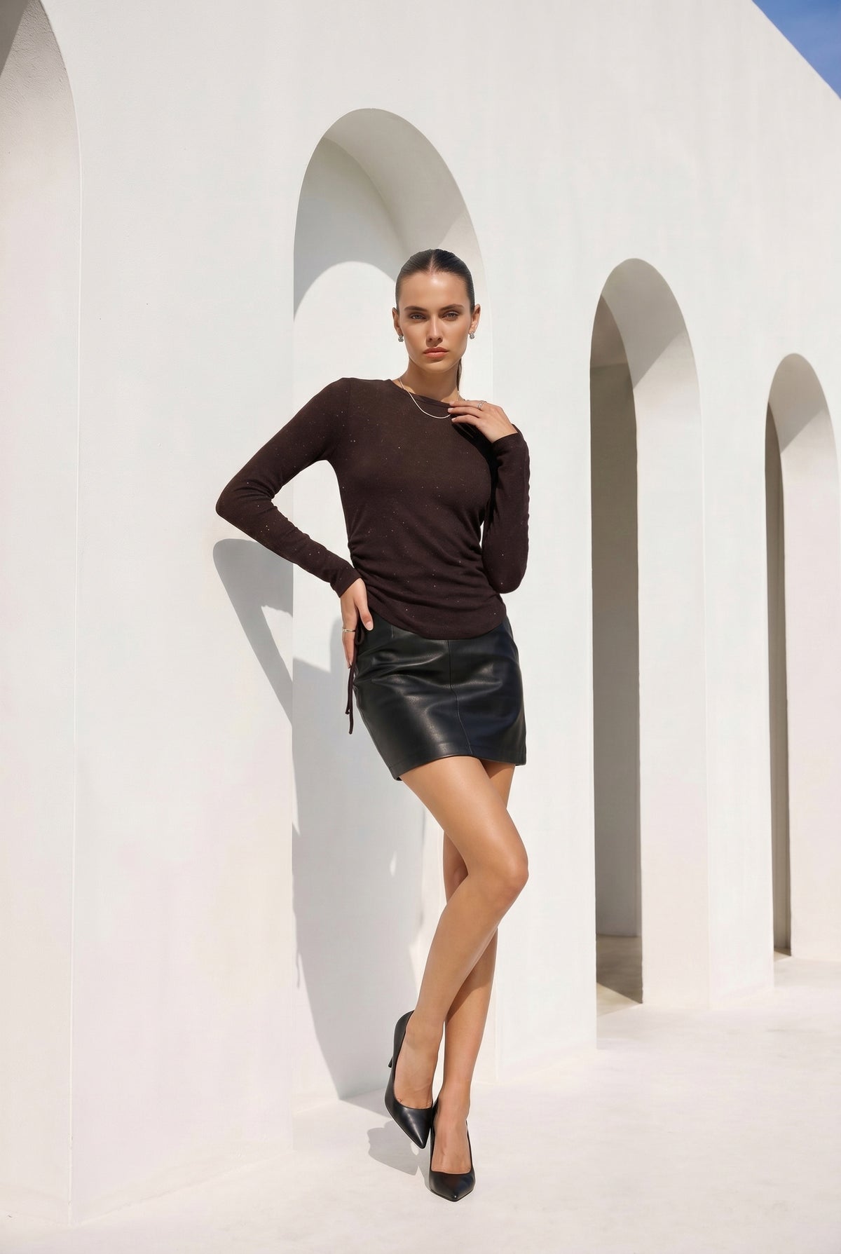CAMILA LUREX CINCH SIDE WOOL SWEATER