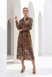 POLKA LONG SLEEVES PRINTED DRESS
