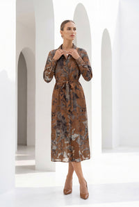 POLKA LONG SLEEVES PRINTED DRESS
