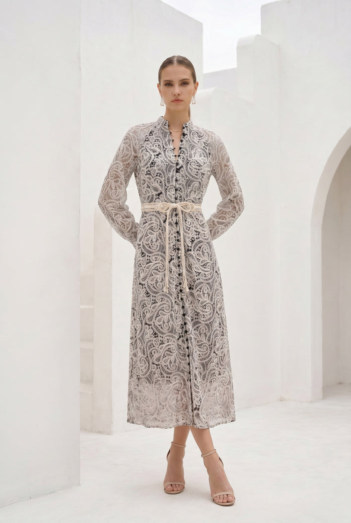 IRINA BELTED LONG DRESS