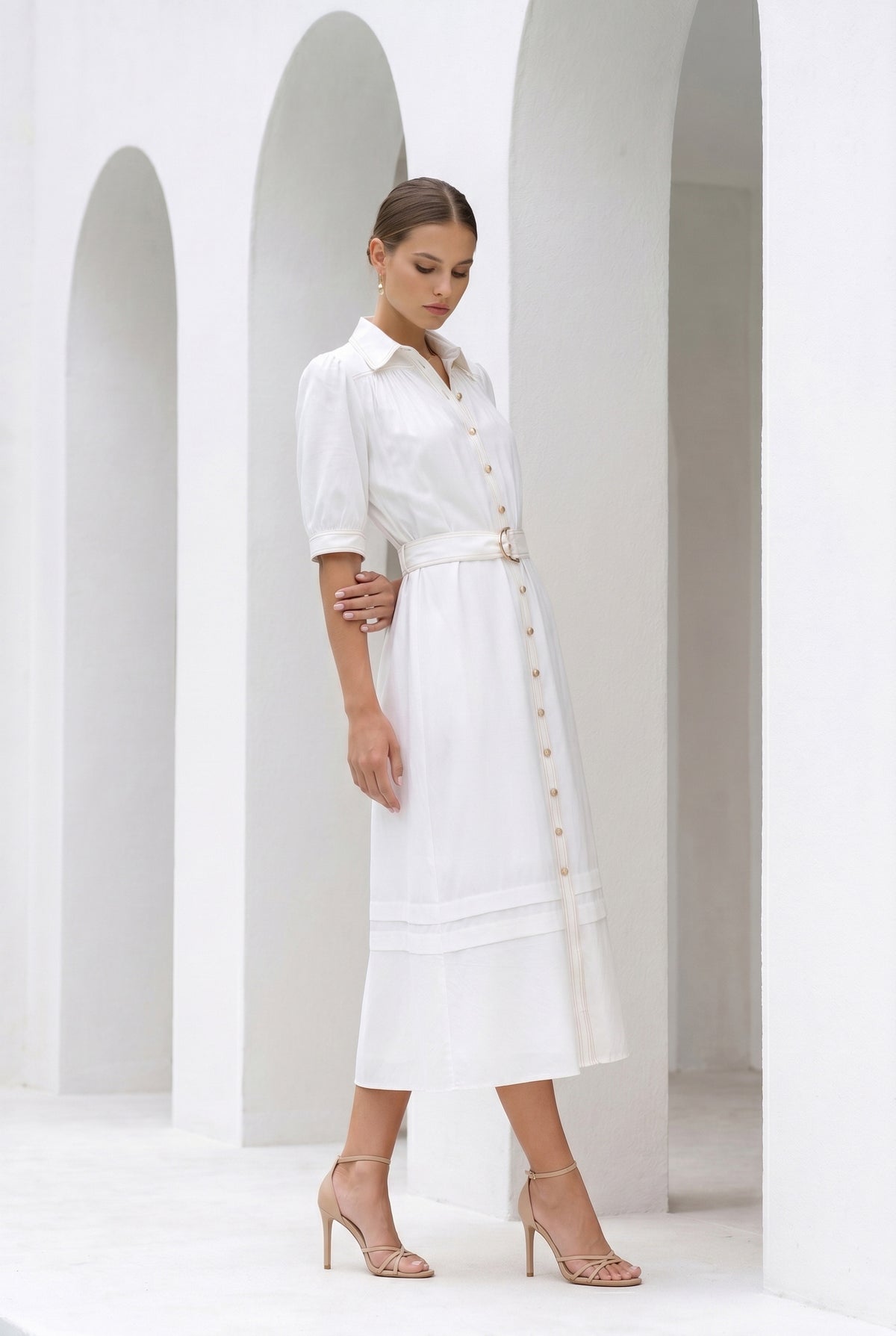 CELINE SHORT SLEEVES LONG DRESS