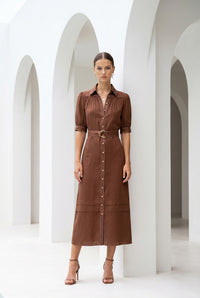 CELINE SHORT SLEEVES LONG DRESS