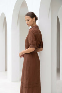 CELINE SHORT SLEEVES LONG DRESS