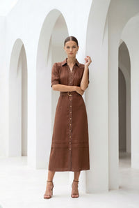 CELINE SHORT SLEEVES LONG DRESS