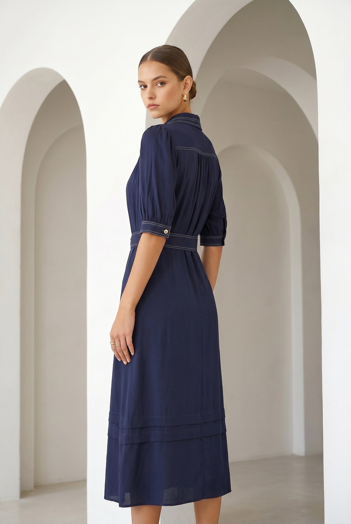 CELINE SHORT SLEEVES LONG DRESS