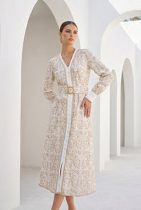 NAOMI BELTED ZIP LONG DRESS