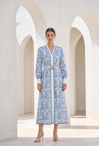 NAOMI BELTED ZIP LONG DRESS
