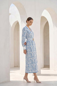 NAOMI BELTED ZIP LONG DRESS