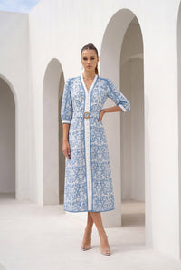 NAOMI BELTED LONG DRESS