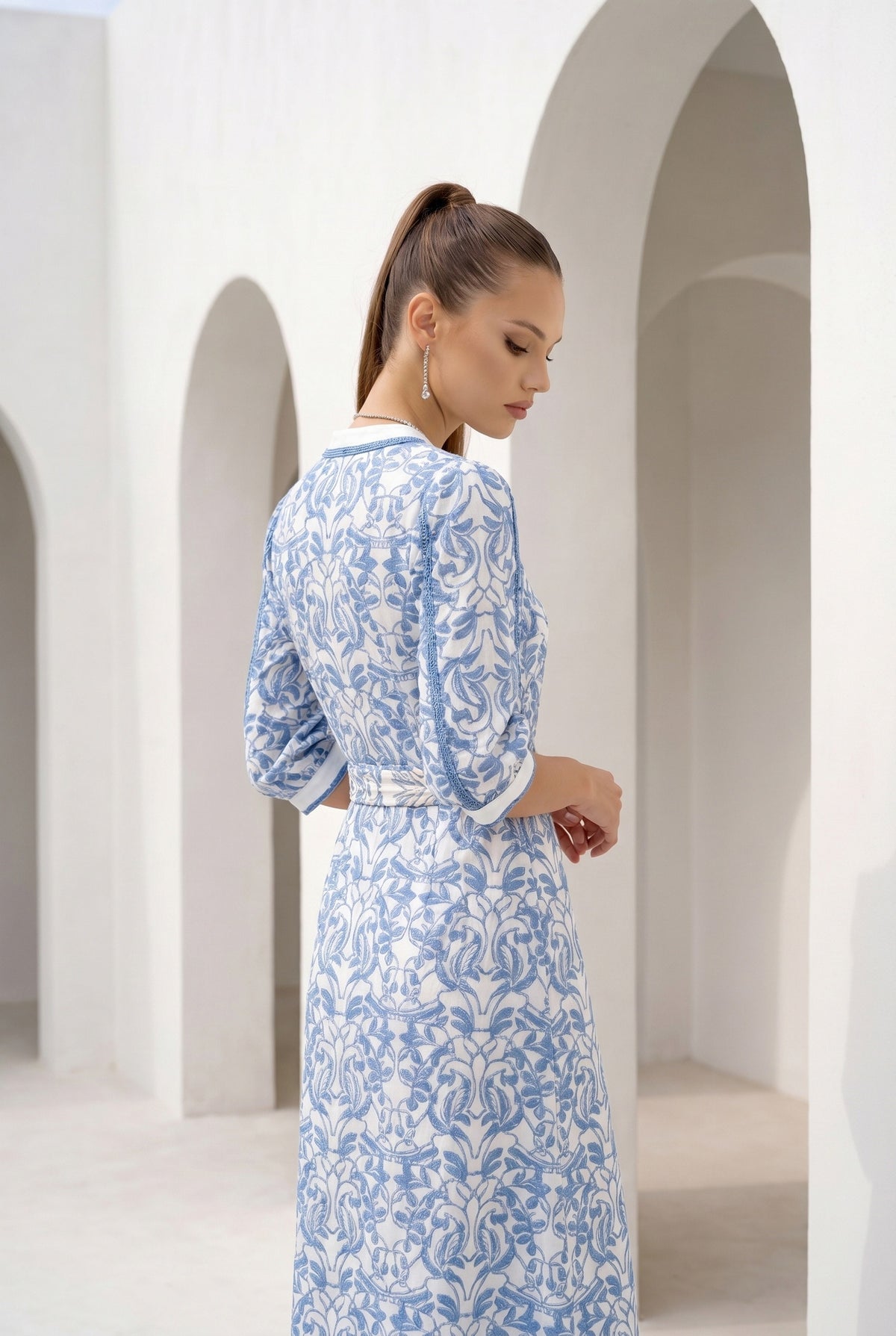 NAOMI BELTED LONG DRESS