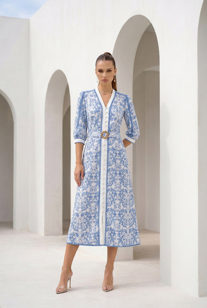 NAOMI BELTED LONG DRESS