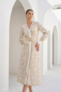 NAOMI BELTED ZIP LONG DRESS