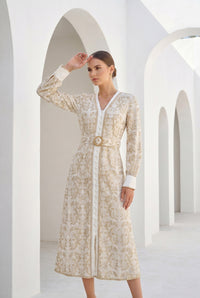 NAOMI BELTED ZIP LONG DRESS