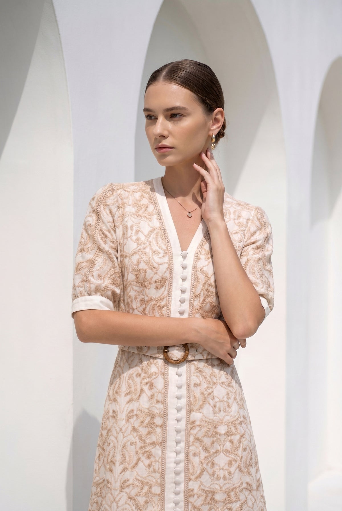 NAOMI BELTED LONG DRESS