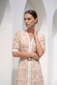 NAOMI BELTED LONG DRESS
