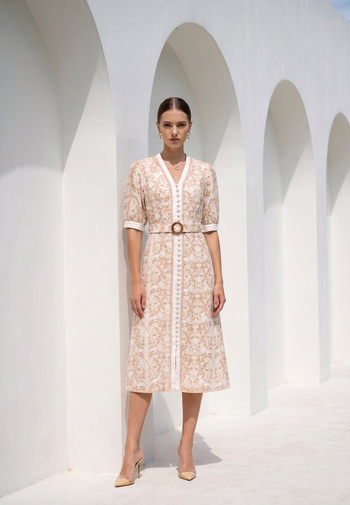 NAOMI BELTED LONG DRESS