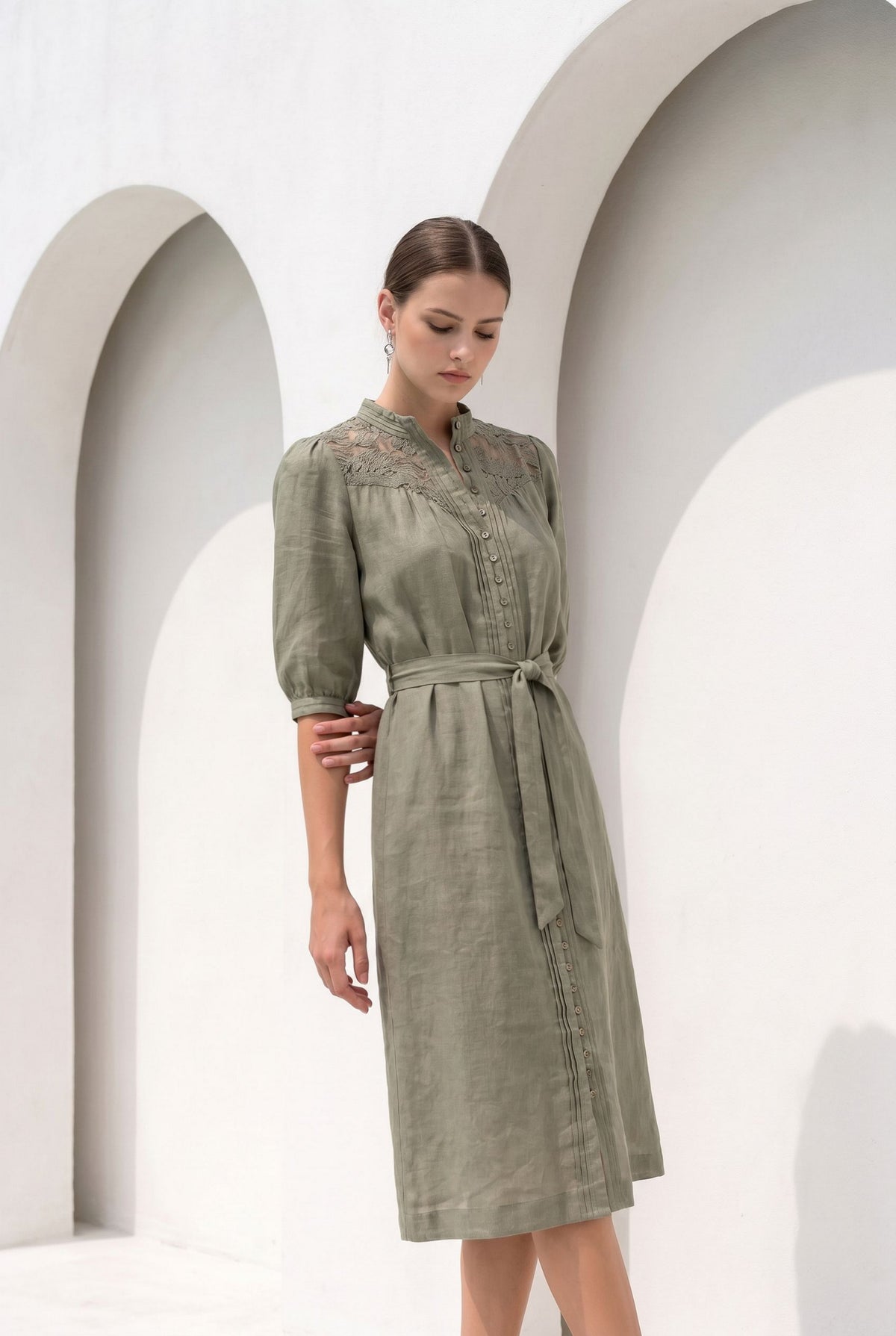 ILA BELTED LACE DRESS