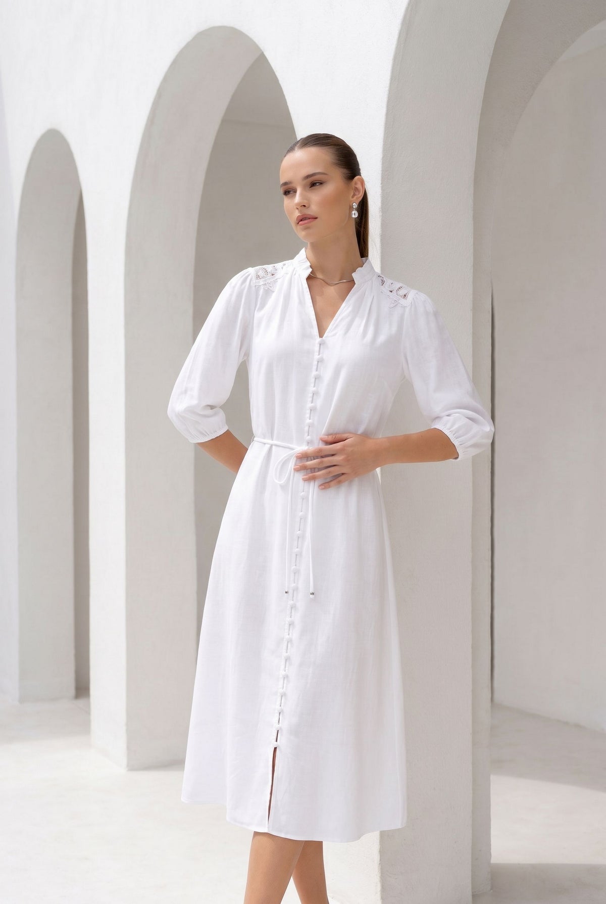 EDDA LINEN LACE DRESS