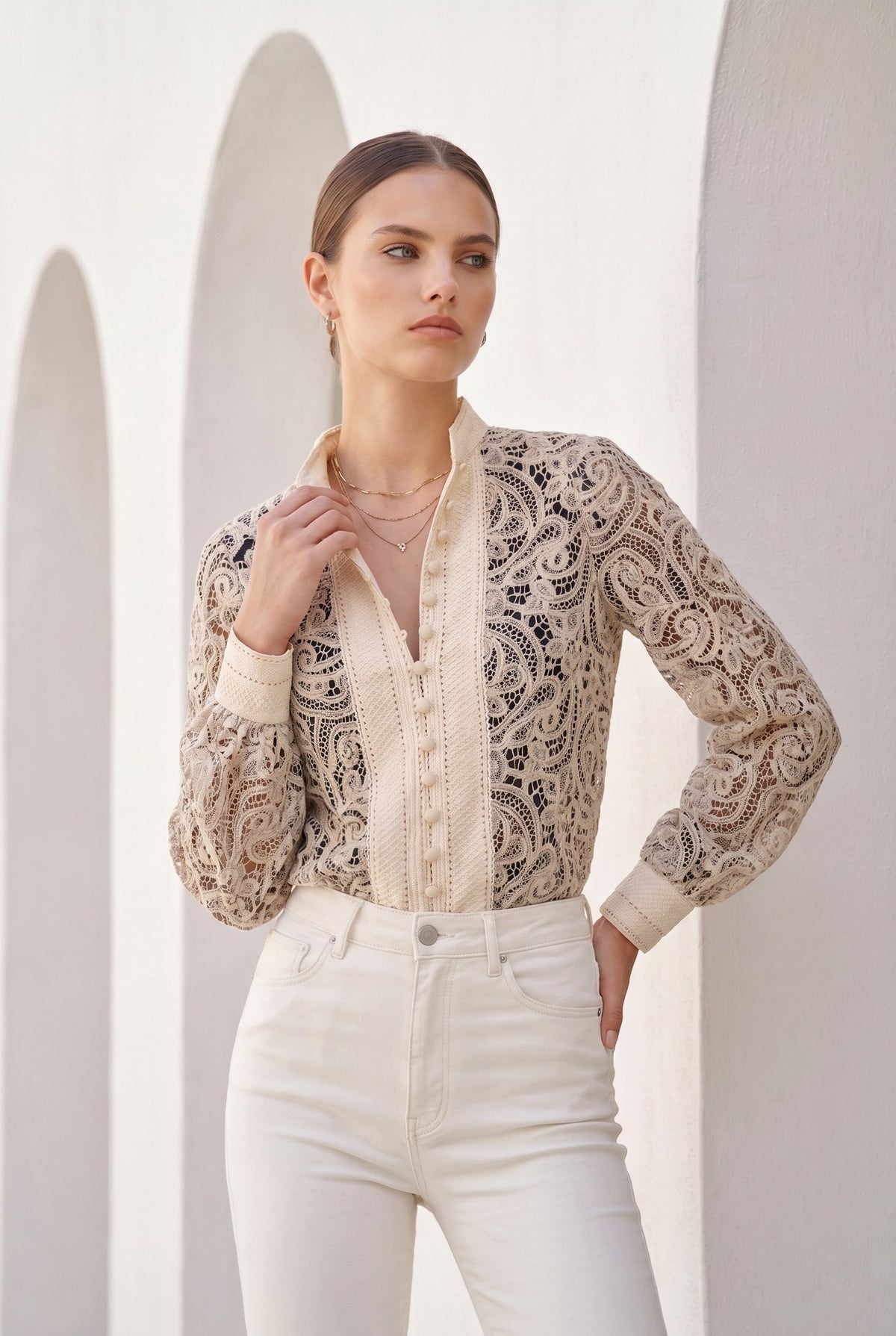 IRINA LACE BUTTON BLOUSE