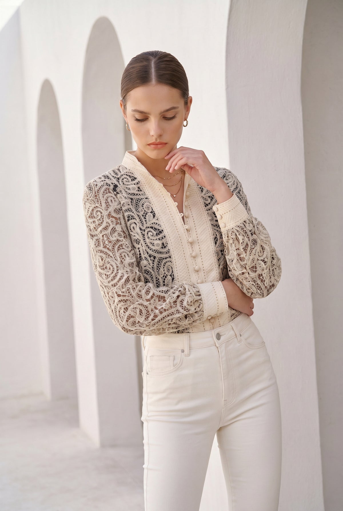 IRINA LACE BUTTON BLOUSE