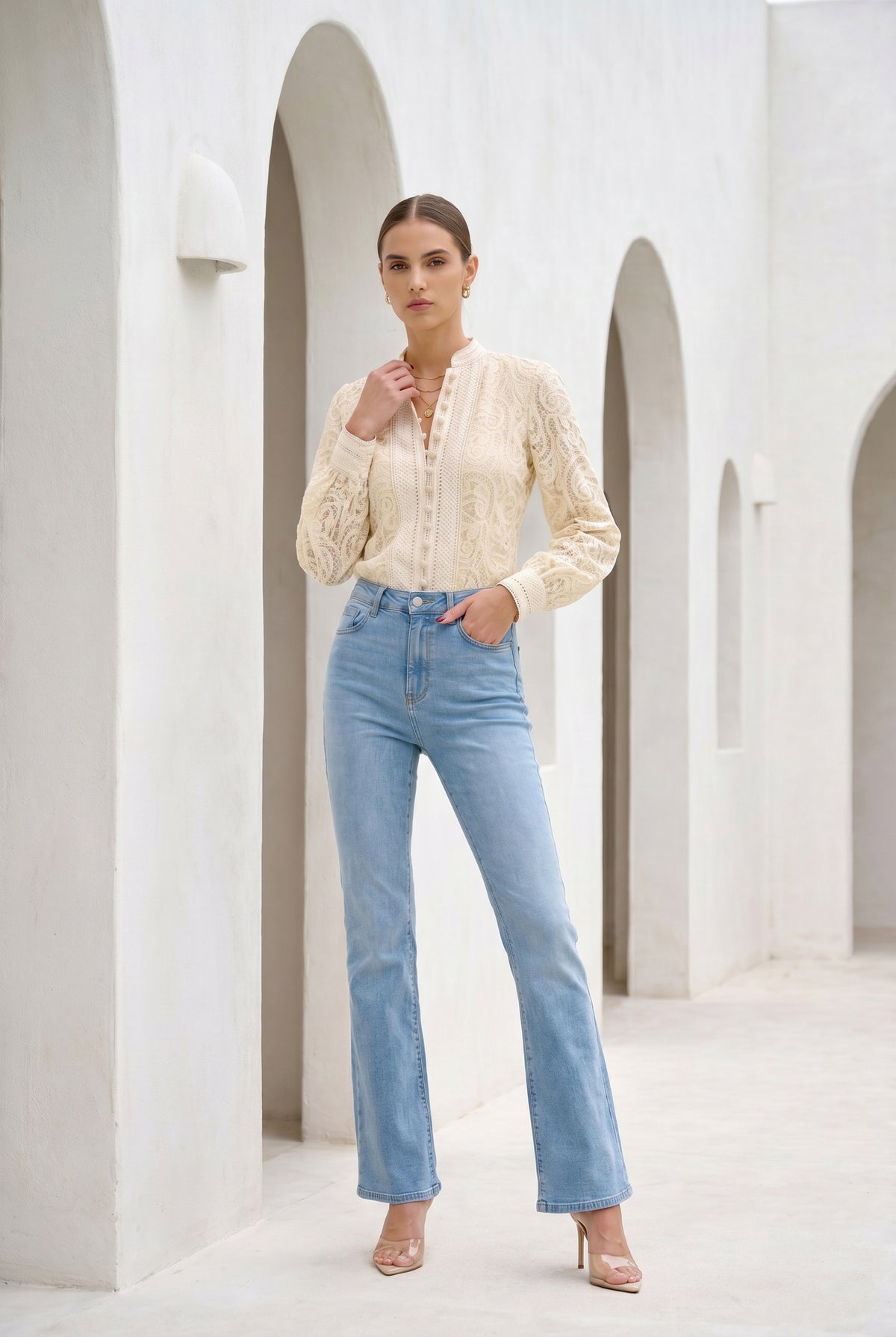 IRINA LACE BUTTON BLOUSE