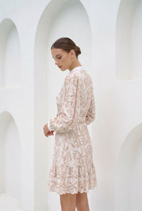 NAOMI V NECK LONG SLEEVES SHORT DRESS