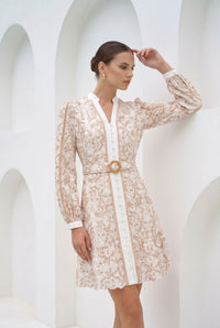 NAOMI V NECK LONG SLEEVES SHORT DRESS