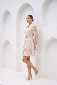 NAOMI V NECK LONG SLEEVES SHORT DRESS