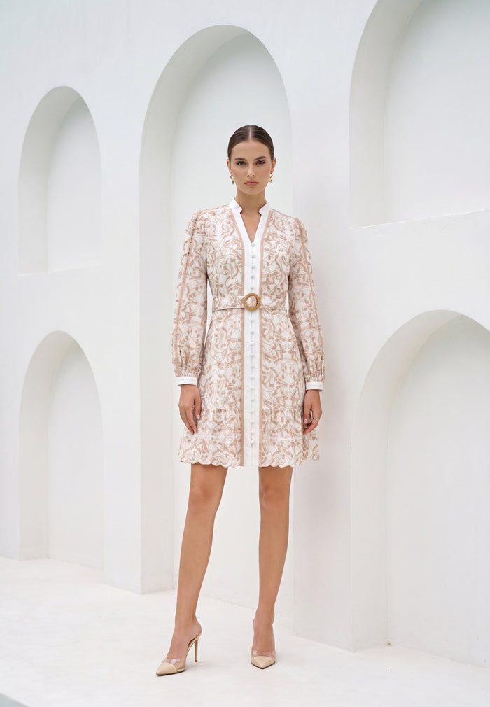 NAOMI V NECK LONG SLEEVES SHORT DRESS