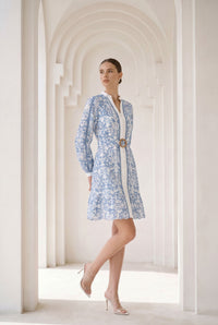 NAOMI V NECK LONG SLEEVES SHORT DRESS