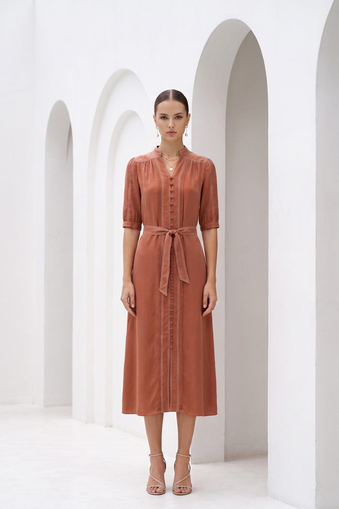 ALORA SHORT SLEEVES LONG DRESS