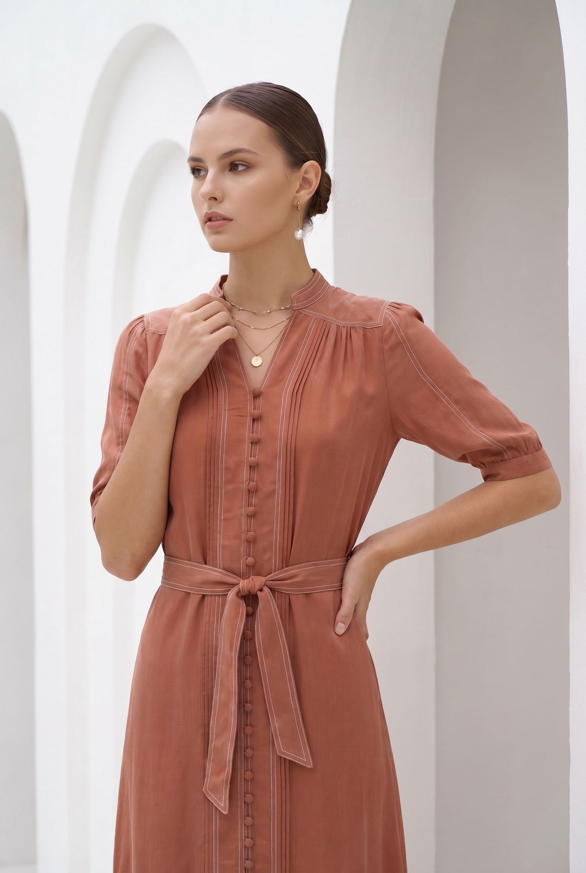 ALORA SHORT SLEEVES LONG DRESS