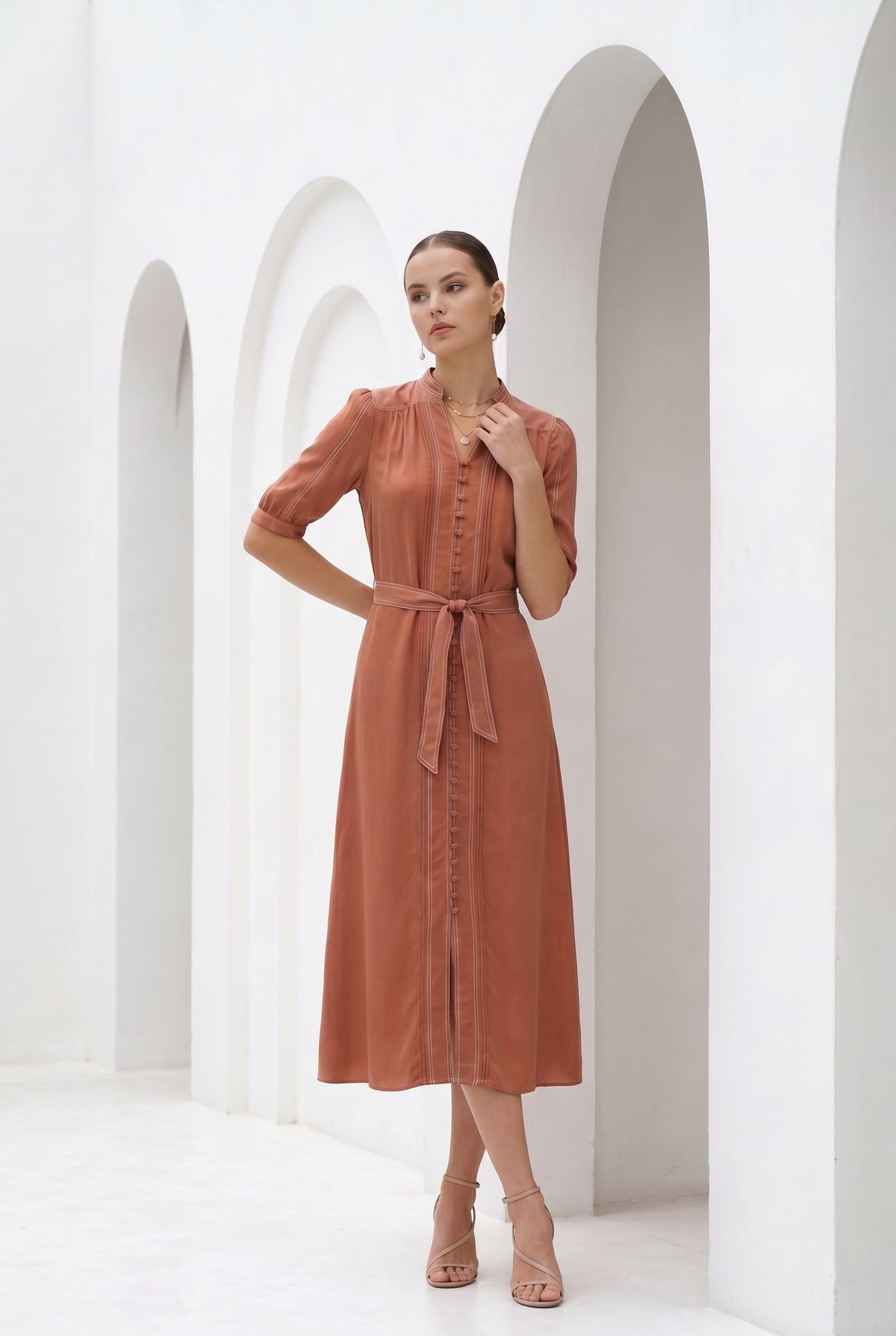 ALORA SHORT SLEEVES LONG DRESS