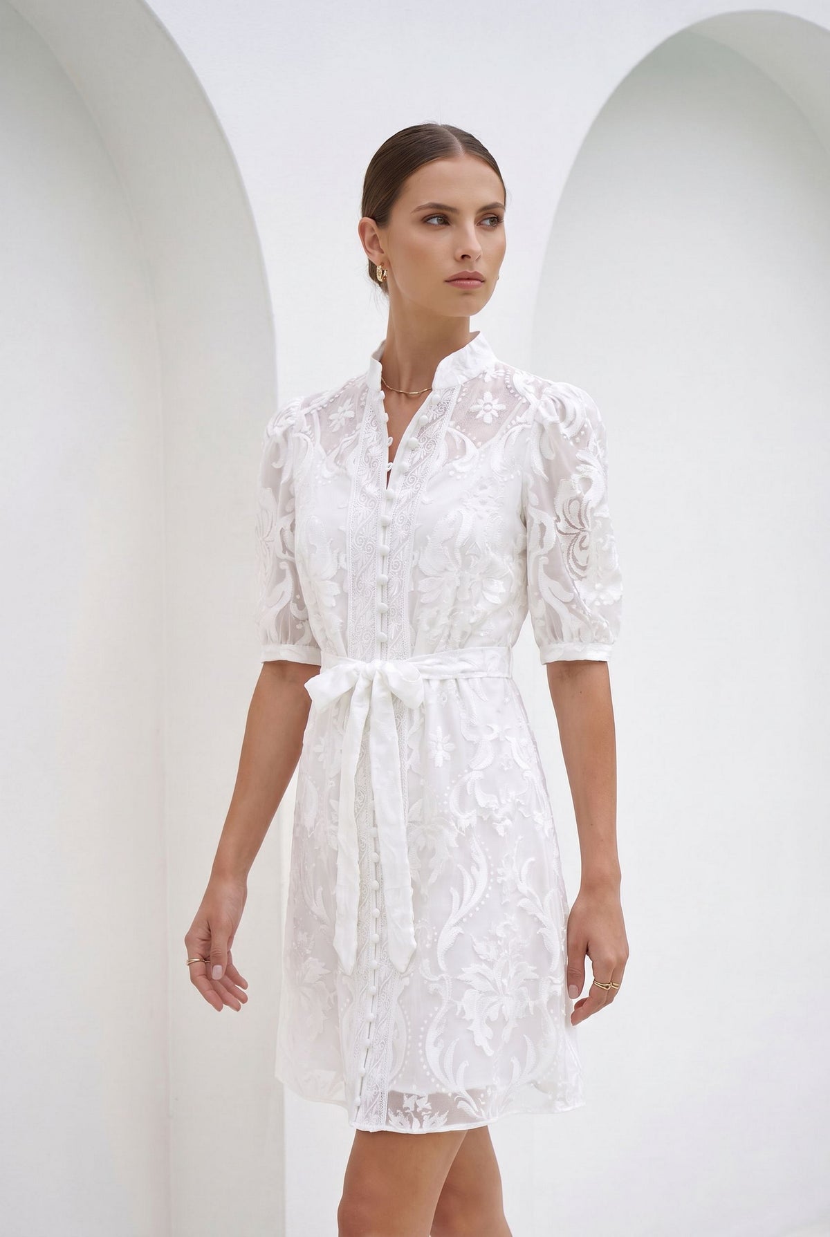 YVETTE LACE SHORT SLEEVES SHORT DRESS