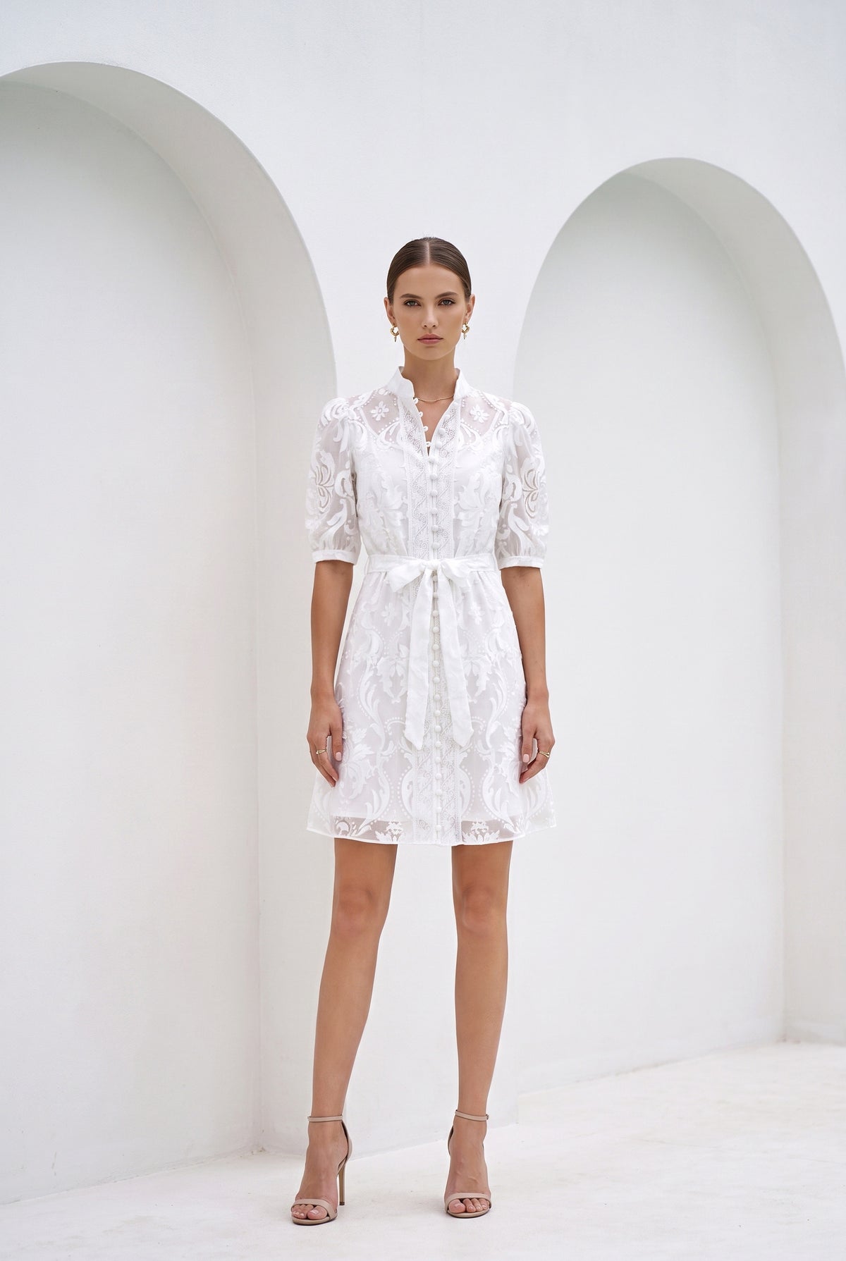YVETTE LACE SHORT SLEEVES SHORT DRESS