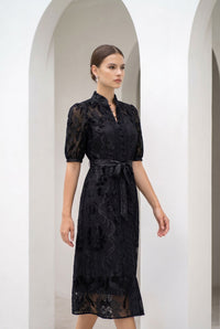 YVETTE LACE SHORT SLEEVES LONG DRESS