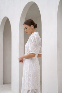 YVETTE LACE SHORT SLEEVES LONG DRESS