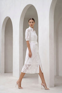 YVETTE LACE SHORT SLEEVES LONG DRESS