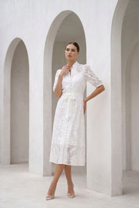 YVETTE LACE SHORT SLEEVES LONG DRESS