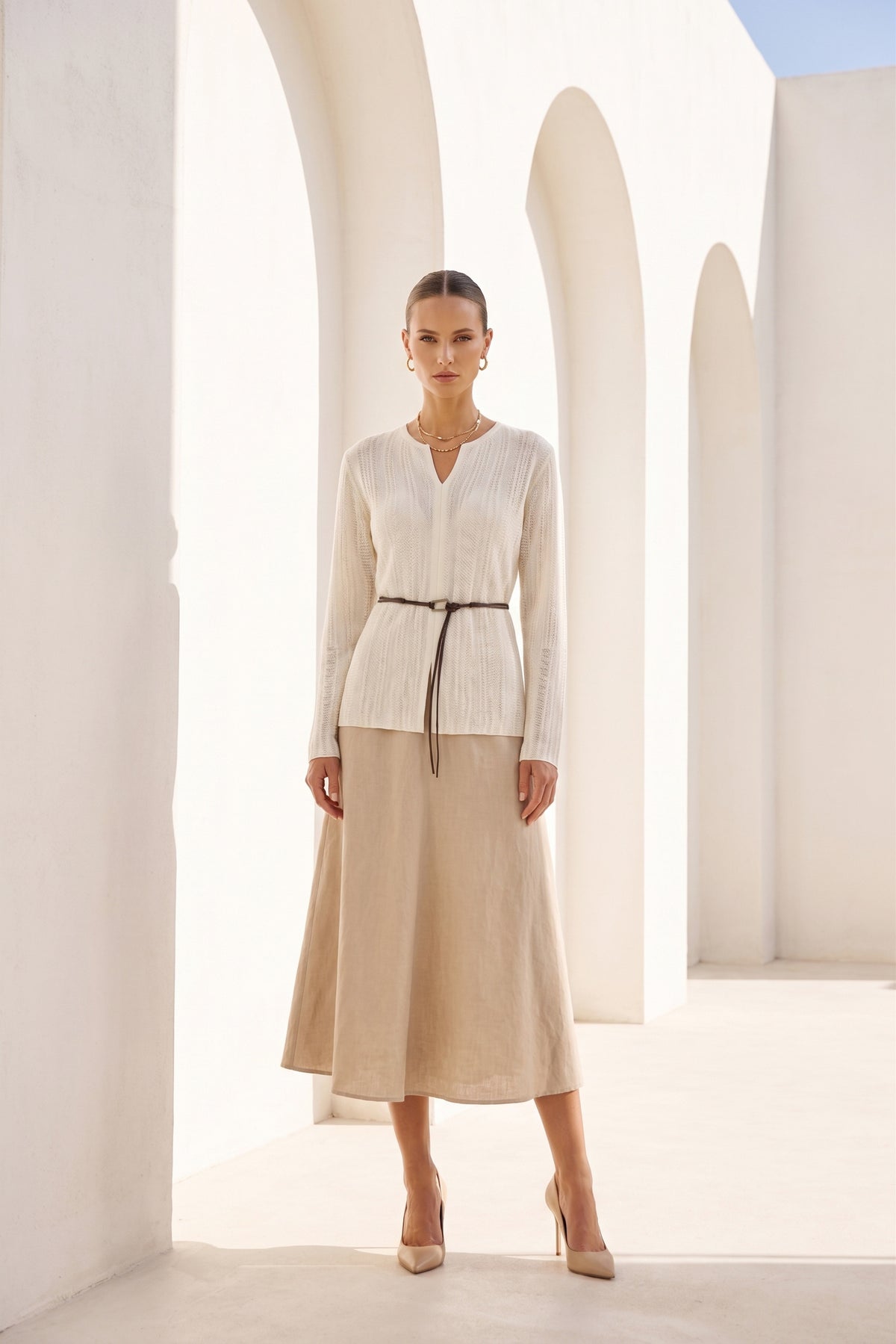 DAHLIA BELTED WOOL SWEATER