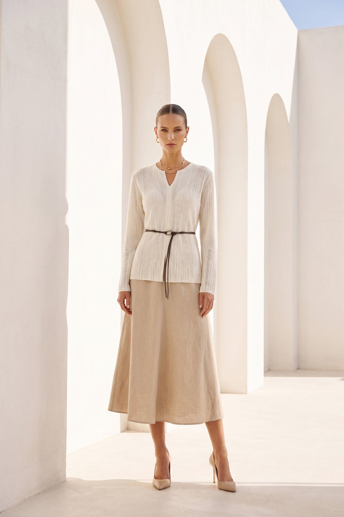 DAHLIA BELTED WOOL SWEATER