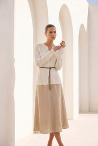 DAHLIA BELTED WOOL SWEATER