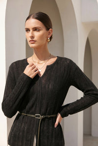 DAHLIA BELTED WOOL SWEATER