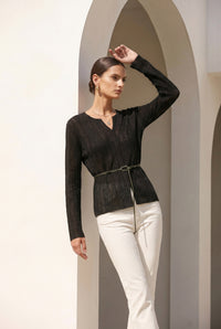 DAHLIA BELTED WOOL SWEATER
