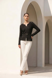 DAHLIA BELTED WOOL SWEATER