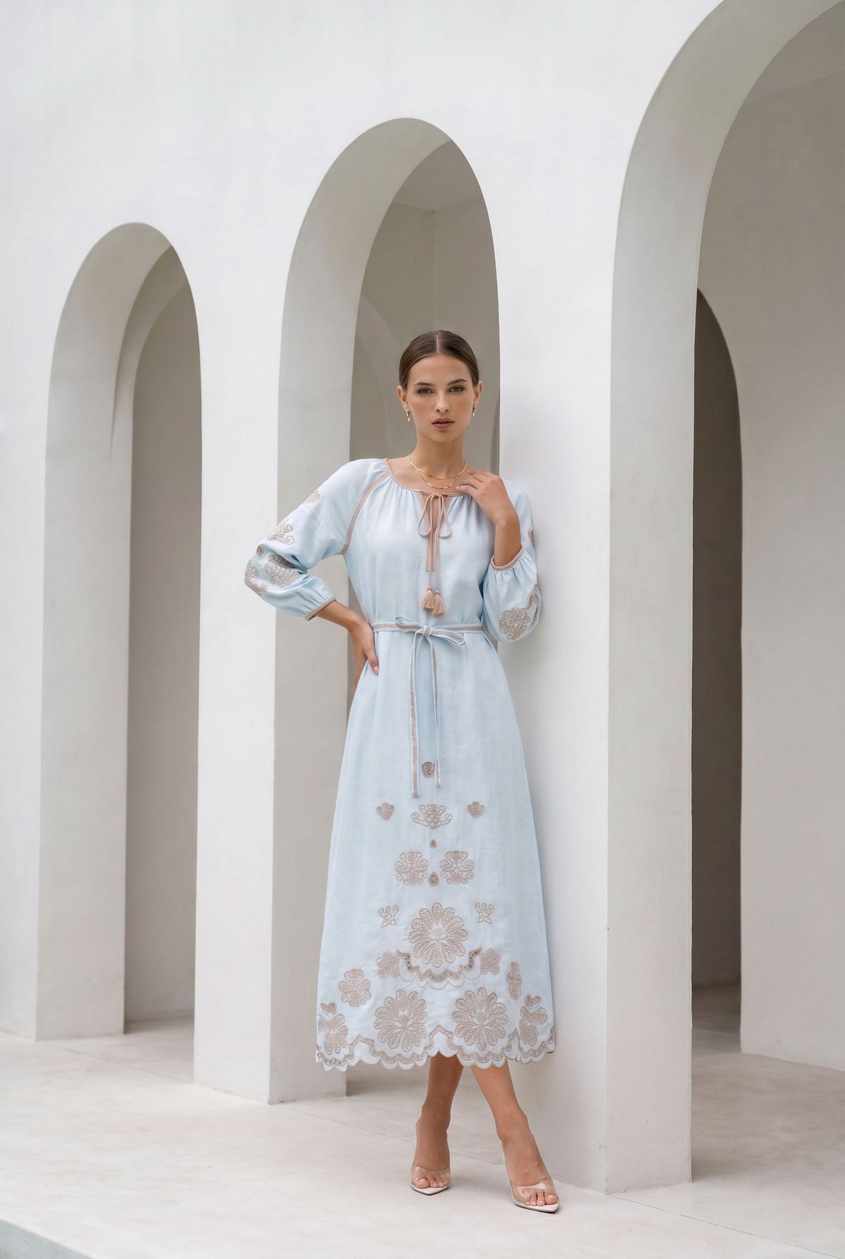 MARGUERITE EMBROIDERED DRESS