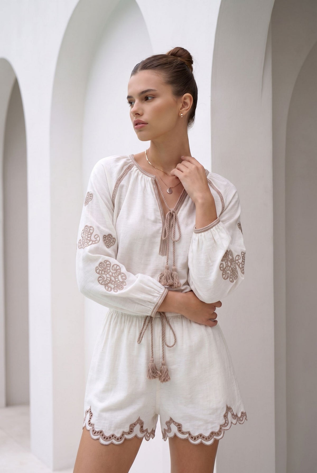 MARGUERITE EMBROIDERED SHORTS
