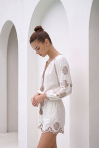 MARGUERITE EMBROIDERED SHORTS